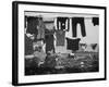 Laundry Hanging on Fence at Woodstock Music Festival-Bill Eppridge-Framed Photographic Print