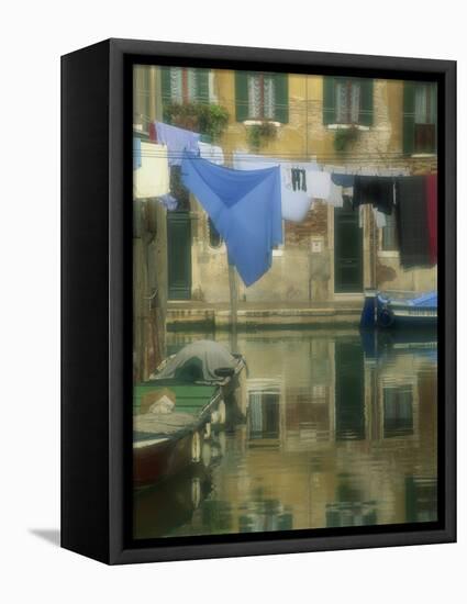 Laundry Hung over Canal to Dry, the Ghetto, Venice, Veneto, Italy, Europe-Lee Frost-Framed Stretched Canvas