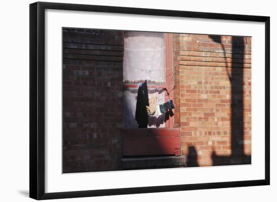 Laundry in San Francisco window, California-Anna Miller-Framed Photographic Print