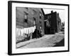 Laundry on Clothesline Hanging Along Wall of Wooden House in Worker Housing in Steel Town-Alfred Eisenstaedt-Framed Premium Photographic Print