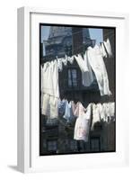 Laundry on Line in Slum Area in New York City-Vernon Merritt III-Framed Photographic Print