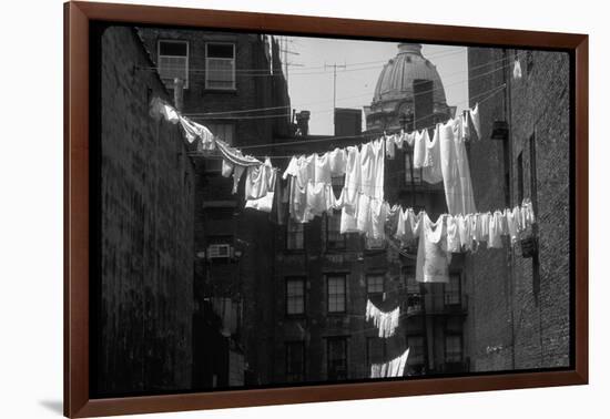 Laundry on Line in Slum Area in New York City-Vernon Merritt III-Framed Photographic Print