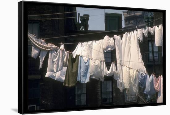 Laundry on Line in Slum Area in New York City-Vernon Merritt III-Framed Stretched Canvas