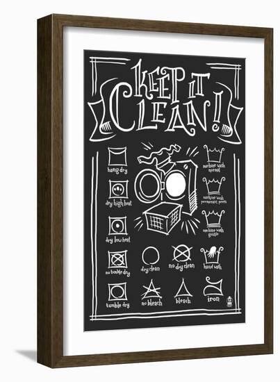 Laundry Symbols (Black)-Lantern Press-Framed Art Print