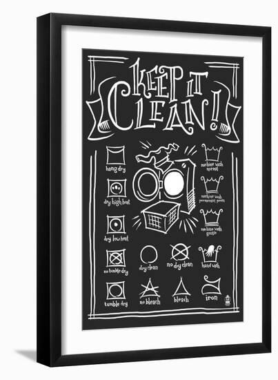 Laundry Symbols (Black)-Lantern Press-Framed Art Print