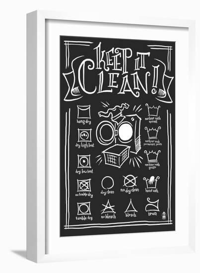 Laundry Symbols (Black)-Lantern Press-Framed Art Print
