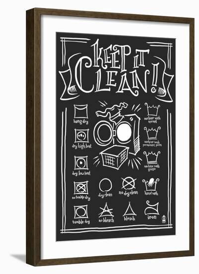 Laundry Symbols (Black)-Lantern Press-Framed Art Print