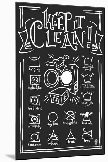 Laundry Symbols (Black)-Lantern Press-Mounted Art Print