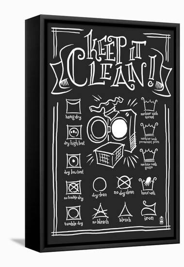 Laundry Symbols (Black)-Lantern Press-Framed Stretched Canvas