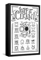 Laundry Symbols (White)-Lantern Press-Framed Stretched Canvas