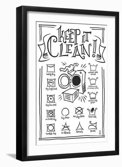 Laundry Symbols (White)-Lantern Press-Framed Art Print