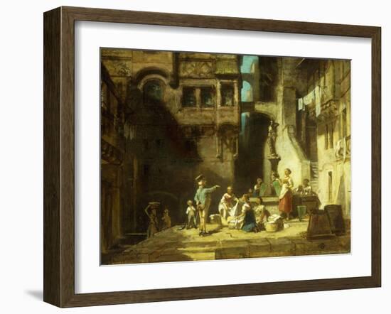 Laundry Women at the Well-Carl Spitzweg-Framed Giclee Print