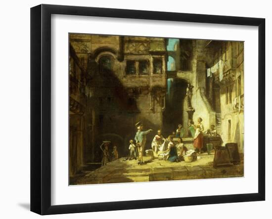 Laundry Women at the Well-Carl Spitzweg-Framed Giclee Print