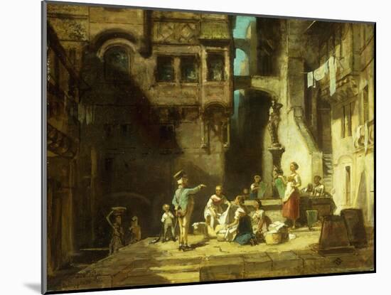 Laundry Women at the Well-Carl Spitzweg-Mounted Giclee Print
