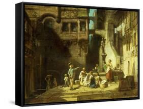 Laundry Women at the Well-Carl Spitzweg-Framed Stretched Canvas