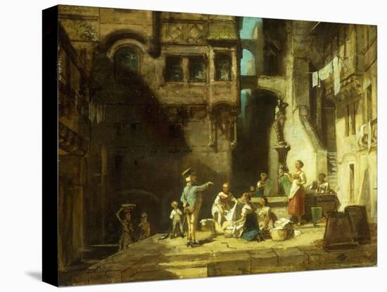 Laundry Women at the Well-Carl Spitzweg-Stretched Canvas