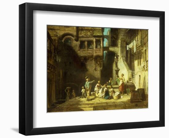 Laundry Women at the Well-Carl Spitzweg-Framed Premium Giclee Print