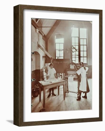 Laundry Work, Tennyson Street School, Battersea, London, 1907-null-Framed Photographic Print