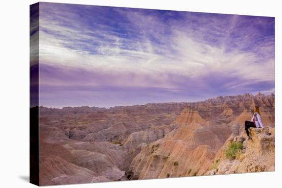 Laura Grier at Sunrise at the Badlands, Black Hills, South Dakota-Laura Grier-Stretched Canvas