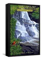 Laurel Falls - Great Smoky Mountains National Park, TN-Lantern Press-Framed Stretched Canvas