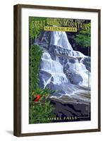 Laurel Falls - Great Smoky Mountains National Park, TN-Lantern Press-Framed Art Print