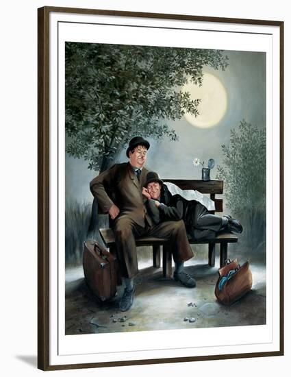 Laurel & Hardy Overnight Bench-Renate Holzner-Framed Premium Giclee Print