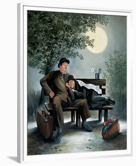 Laurel & Hardy Overnight Bench-Renate Holzner-Framed Premium Giclee Print