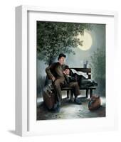 Laurel & Hardy Overnight Bench-Renate Holzner-Framed Art Print