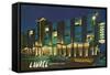 Laurel Motor Inn at Night-null-Framed Stretched Canvas