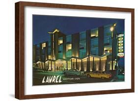 Laurel Motor Inn at Night-null-Framed Art Print