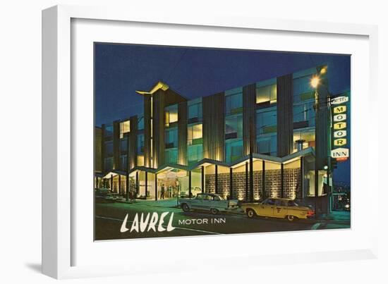 Laurel Motor Inn at Night-null-Framed Art Print