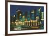 Laurel Motor Inn at Night-null-Framed Premium Giclee Print