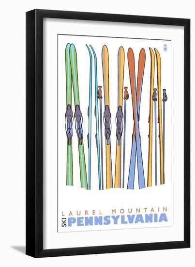 Laurel Mountain, Pennsylvania, Skis in the Snow-Lantern Press-Framed Art Print