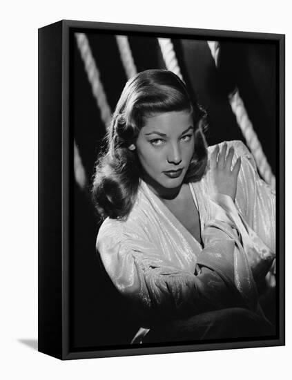 Lauren Bacall (b/w photo)-null-Framed Stretched Canvas