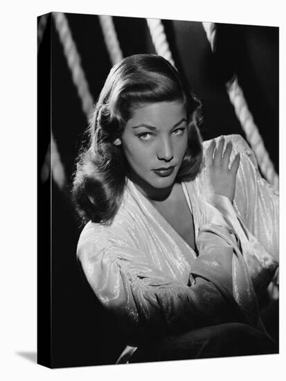 Lauren Bacall (b/w photo)-null-Stretched Canvas