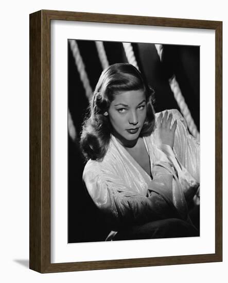 Lauren Bacall (b/w photo)-null-Framed Photo