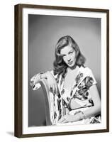 Lauren Bacall, c. 1945 (b/w photo)-null-Framed Photo