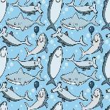 Adorable Shark Party Pattern-Lauren Ramer-Giclee Print