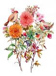 Birds in a Floral Bush-Lauren Wan-Giclee Print