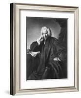 Laurence Sterne, Engraved by Edward Fisher-Sir Joshua Reynolds-Framed Giclee Print