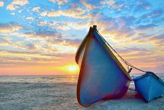 Blue Fisherman Boats and Sunrise-laurentiu iordache-Photographic Print