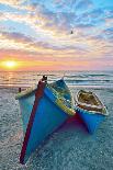 Blue Fisherman Boats and Sunrise-laurentiu iordache-Framed Photographic Print