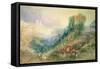 Lausanne from the West-J. M. W. Turner-Framed Stretched Canvas