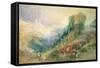 Lausanne from the West-J. M. W. Turner-Framed Stretched Canvas