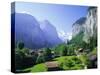 Lauterbrunnen and Staubbach Falls, Jungfrau Region, Swiss Alps, Switzerland, Europe-Roy Rainford-Stretched Canvas