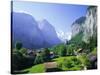 Lauterbrunnen and Staubbach Falls, Jungfrau Region, Swiss Alps, Switzerland, Europe-Roy Rainford-Stretched Canvas