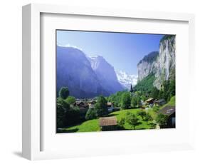 Lauterbrunnen and Staubbach Falls, Jungfrau Region, Swiss Alps, Switzerland, Europe-Roy Rainford-Framed Photographic Print