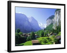 Lauterbrunnen and Staubbach Falls, Jungfrau Region, Swiss Alps, Switzerland, Europe-Roy Rainford-Framed Photographic Print