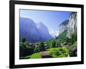 Lauterbrunnen and Staubbach Falls, Jungfrau Region, Swiss Alps, Switzerland, Europe-Roy Rainford-Framed Photographic Print