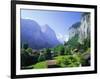 Lauterbrunnen and Staubbach Falls, Jungfrau Region, Swiss Alps, Switzerland, Europe-Roy Rainford-Framed Photographic Print